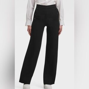 DKNY Womens Grommet-Trim Casual Trouser Pants Black Women’s Size 10 EUC‎